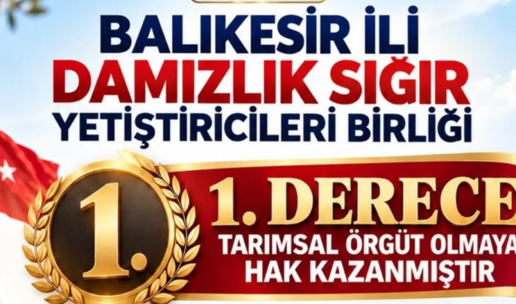 ÜST ÜSTE ÜÇÜNCÜ KEZ 1. DERECE TARIMSAL ÖRGÜT BELGESİ