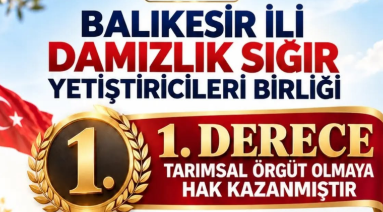 ÜST ÜSTE ÜÇÜNCÜ KEZ 1. DERECE TARIMSAL ÖRGÜT BELGESİ