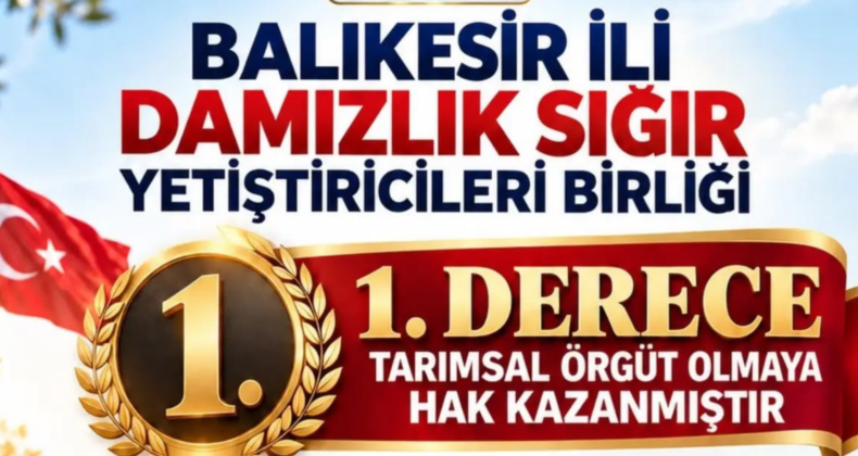 ÜST ÜSTE ÜÇÜNCÜ KEZ 1. DERECE TARIMSAL ÖRGÜT BELGESİ